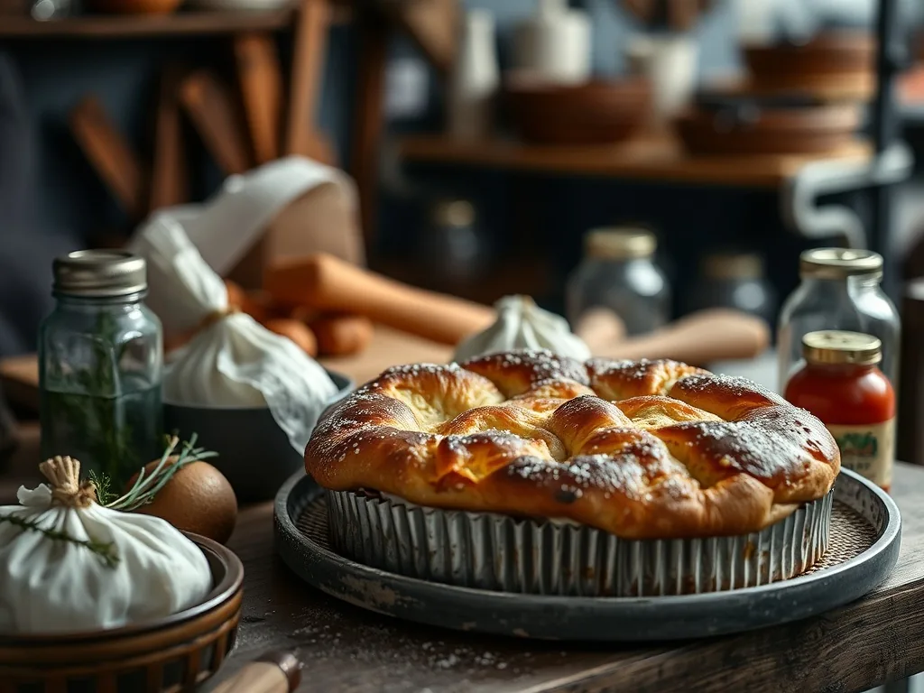 Croûte savoyarde dorée sortant du four, dans un plat en grès, avec du fromage fondu et une croûte croustillante, posée sur