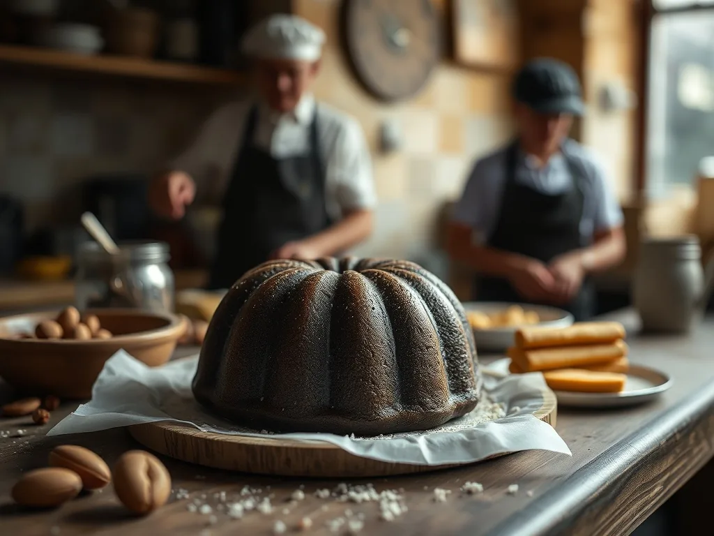 Têtes de nègre au chocolat noir sur une grille, encore brillantes, posées sur une assiette avec quelques vermicelles colorés